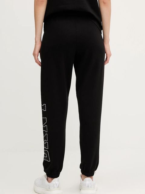 Dkny spodnie dresowe damskie kolor czarny z aplikacją DP5P3737