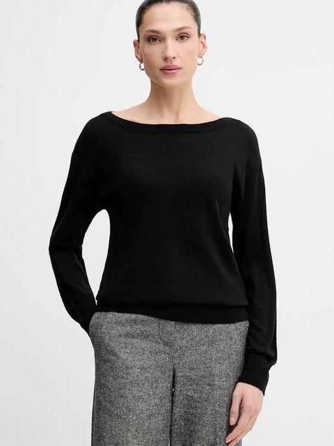 Sisley sweter wełniany damski kolor czarny lekki 11BAM1A48 - zdjęcie produktu nr 1