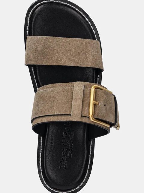 Marc O'Polo klapki zamszowe STINA 1B damskie kolor beżowy 50318691102100