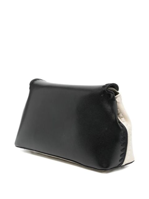 TOTEME T-lock embroidered leather clutch bag - Neutrals