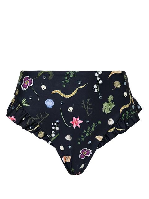 Agua By Agua Bendita Jengibre Tesoro floral-print bikini bottoms - Black - zdjęcie produktu nr 1