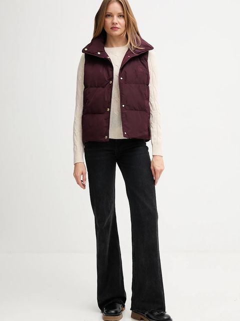 Tommy Hilfiger bezrękawnik puchowy kolor bordowy przejściowy WW0WW46545