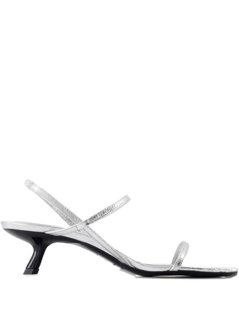 ANINE BING Hilda leather ankle-strap pumps - Silver
