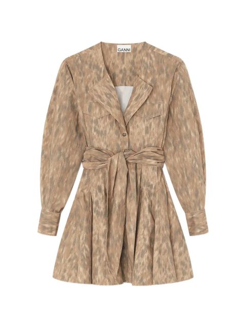 GANNI belt buttoned mini dress - Neutrals - zdjęcie produktu nr 1