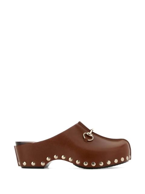 Gucci Horsebit studded leather clogs - Brown - zdjęcie produktu nr 1