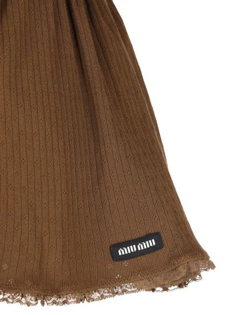 Miu Miu lace-trim mini skirt - Brown