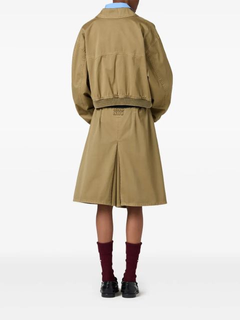 Miu Miu garment-dyed cotton midi skirt - Green