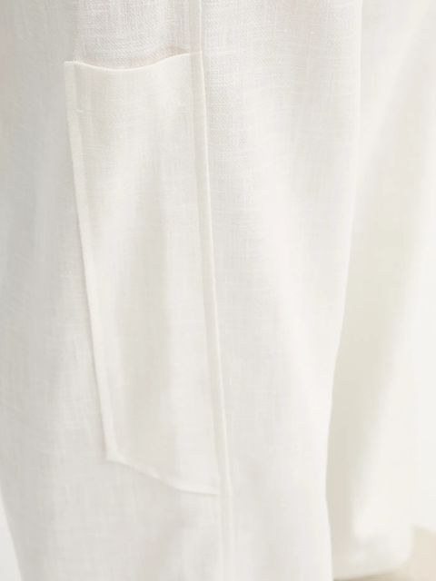 MMC STUDIO spodnie damskie kolor beżowy proste high waist LINEN