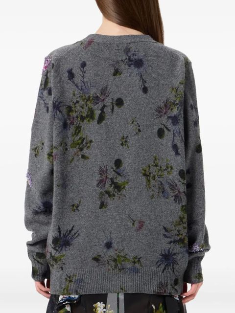 Blumarine floral-beaded cardigan - Grey