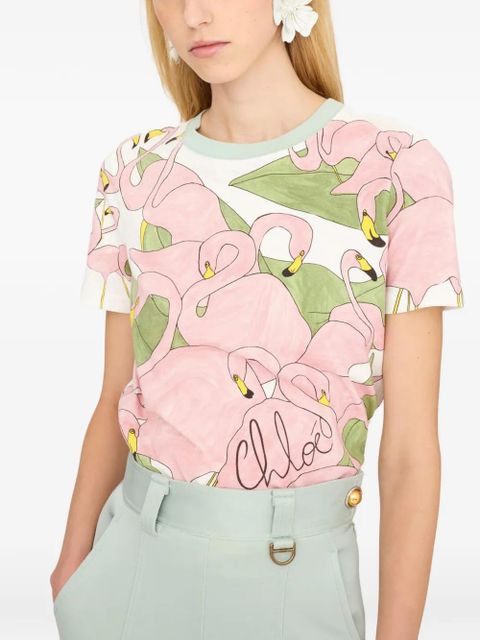 Chloé flamingo print t-shirt - Pink