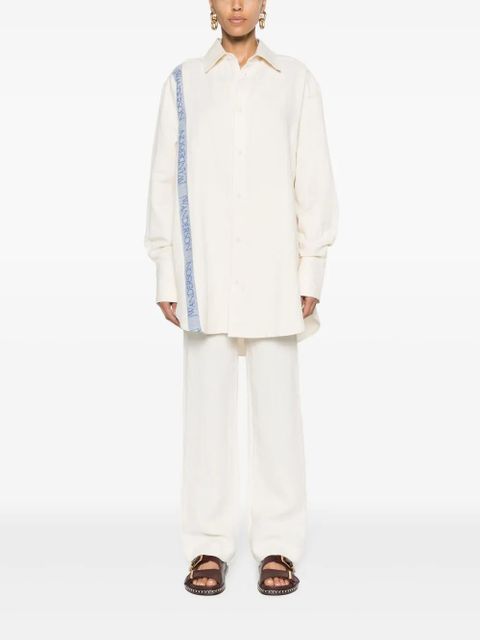 JW Anderson logo-stripe cotton blend shirt - Neutrals