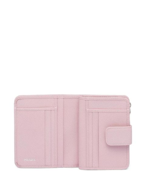 Prada small triangle-logo saffiano leather wallet - Pink