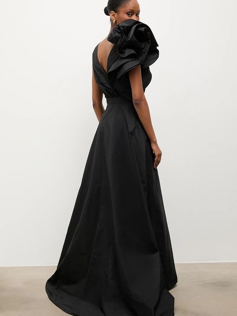 Answear.LAB sukienka kolor czarny maxi rozkloszowana