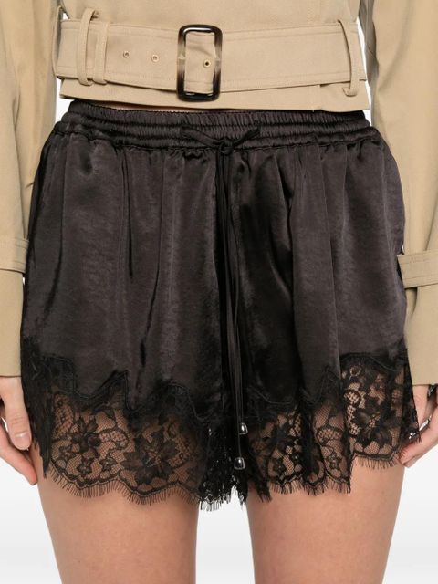 Self-Portrait lace-trim shorts - Black