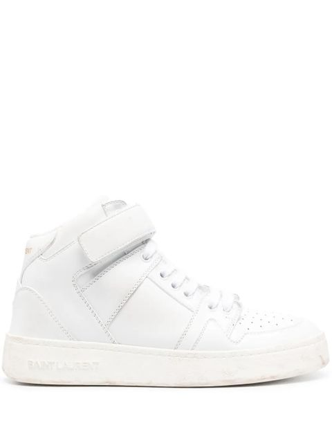 Saint Laurent Lax distressed leather sneakers - White - zdjęcie produktu nr 1