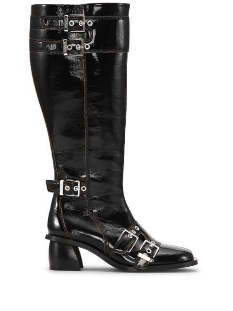 GANNI double-buckle knee-high boots - Black - zdjęcie produktu nr 1