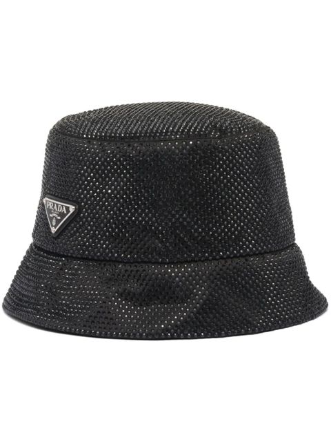 Prada crystal-embellished satin bucket hat - Black - zdjęcie produktu nr 1