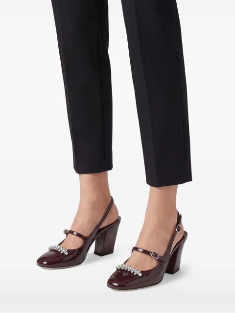 Jimmy Choo 70mm Belinda crystal-embellished slingback pumps - Red