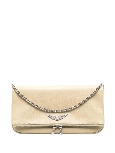 Zadig&Voltaire Rock logo-plaque leather clutch - Neutrals