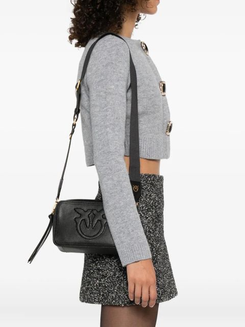 PINKO Carrie embossed-logo calf-leather cross-body bag - Black