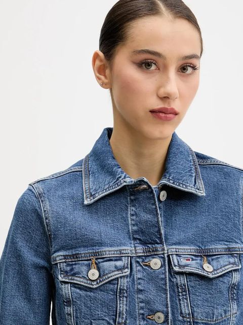 Tommy Jeans kurtka jeansowa kolor niebieski przejściowa DW0DW20120