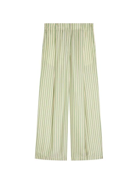 DRIES VAN NOTEN striped pleated trousers - Green - zdjęcie produktu nr 1