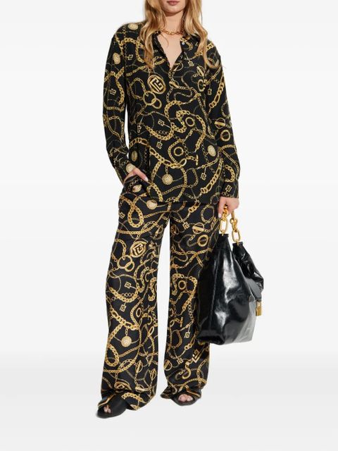 Balmain chain-print silk trousers - Black - zdjęcie produktu nr 2