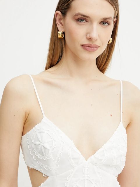 Bardot sukienka kolor biały mini prosta 59750DB