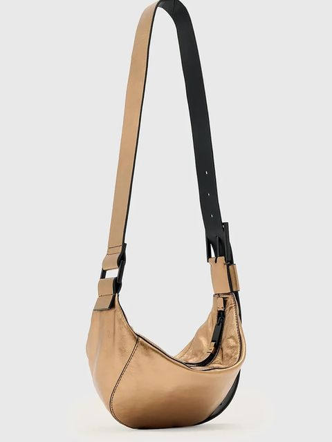 AllSaints torebka skórzana LUNA kolor złoty W194XD - zdjęcie produktu nr 2