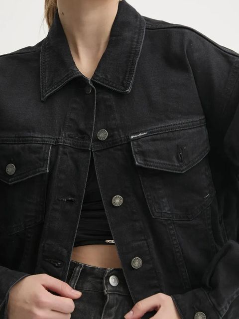 Guess Jeans kurtka jeansowa damska kolor czarny przejściowa oversize W4BN56 D5E83