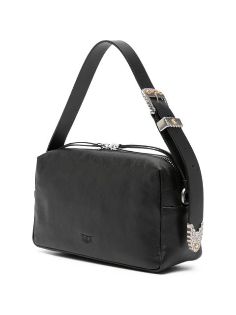 PINKO logo buckle shoulder bag - Black