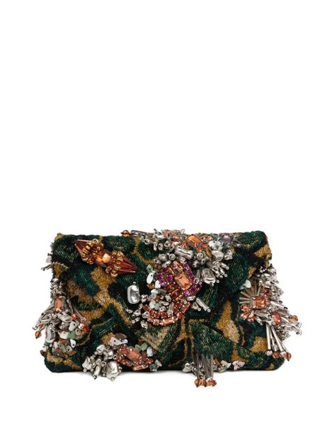 DRIES VAN NOTEN bead-embellished envelope clutch bag - Green - zdjęcie produktu nr 2