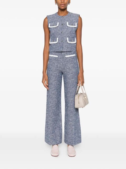 Maje button-front sleeveless tweed top - Blue