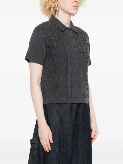 JW Anderson cable-knit polo-neck polo top - Grey