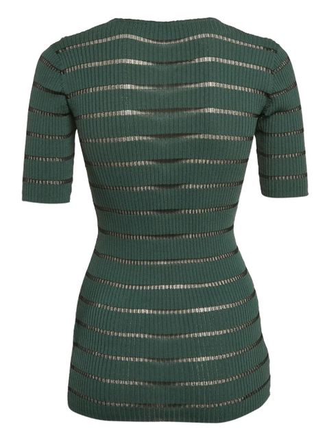 SANDRO pre-owned striped short-sleeve top - Green