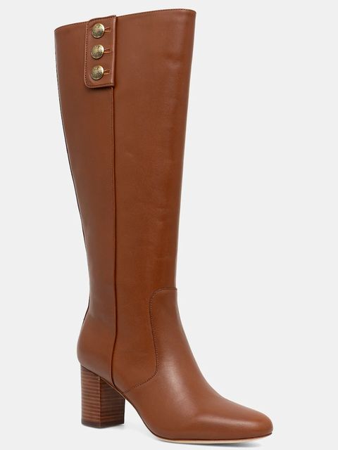 Lauren Ralph Lauren kozaki skórzane Kenndi Tl Hl damskie kolor brązowy na słupku 802977889001 - zdjęcie produktu nr 1