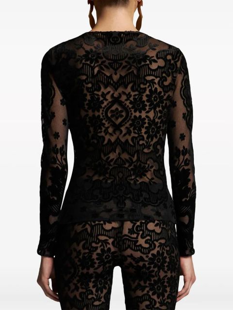 ETRO tulle and jacquard velvet top - Black