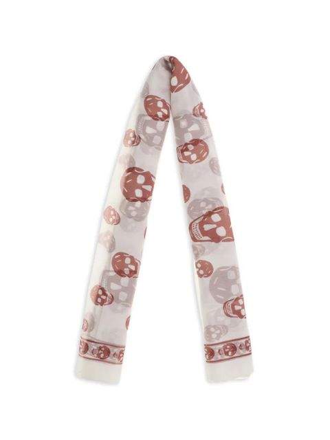 Alexander McQueen skull-print silk scarf - White - zdjęcie produktu nr 2