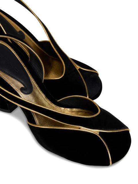 ETRO 90mm metallic-trim velvet high-heeled sandals - Black - zdjęcie produktu nr 2