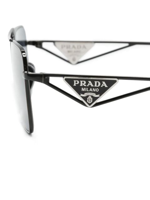Prada Eyewear triangle-logo rectangle-frame sunglasses - Black