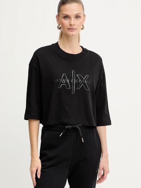 Armani Exchange t-shirt bawełniany damski kolor czarny XW001080 AF10356 - zdjęcie produktu nr 1