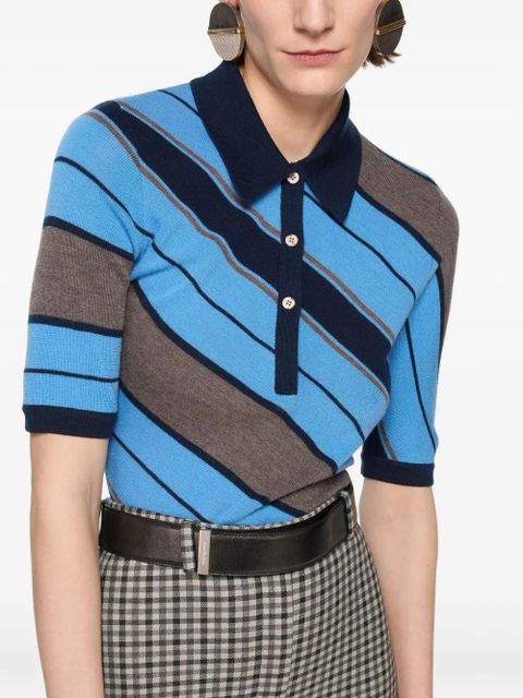 Acne Studios diagonal-stripe polo shirt - Blue