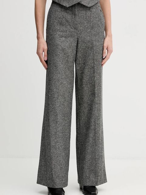 Pedro del Hierro spodnie z domieszką wełny damskie kolor szary proste high waist 7602535 - zdjęcie produktu nr 1