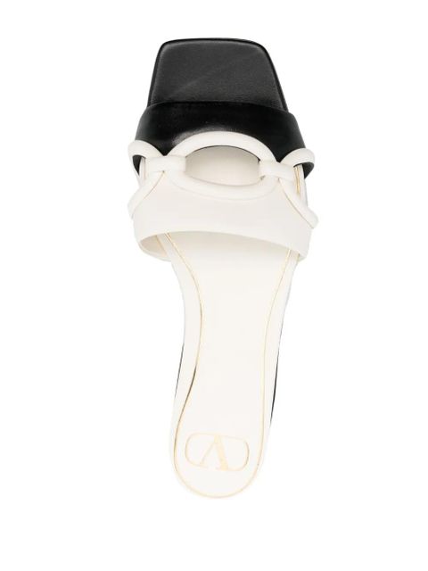 Valentino Garavani Chain 1967 leather flat sandals - White