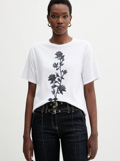 Blugirl Blumarine t-shirt bawełniany damski kolor biały RF5204.J7720 - zdjęcie produktu nr 1