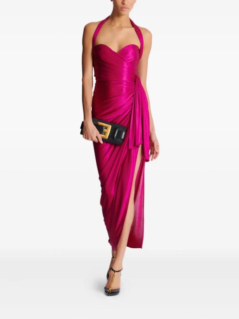 Balmain draped jersey midi dress - Pink - zdjęcie produktu nr 2