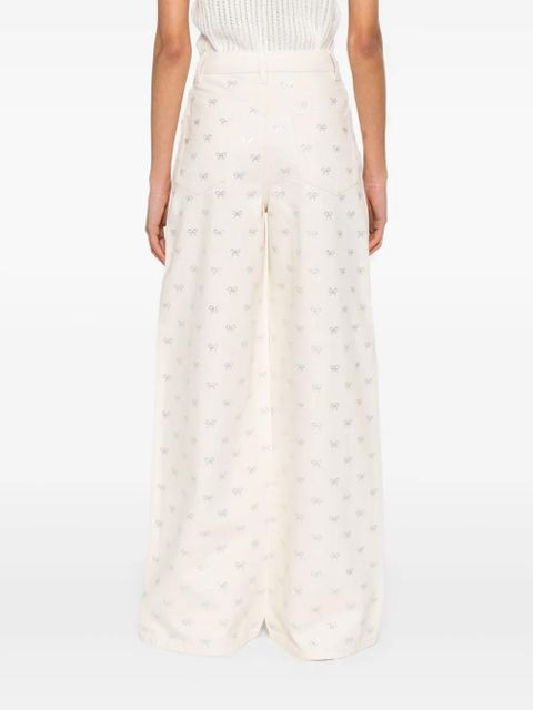 Self-Portrait bow-embellished jeans - Neutrals