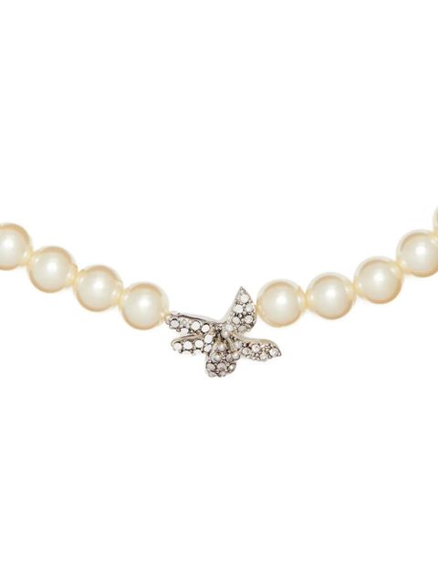 Tory Burch Moondance pave flower pearl necklace - Silver