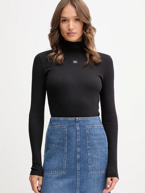 Calvin Klein Jeans longsleeve kolor czarny z półgolfem LV047D203G - zdjęcie produktu nr 1