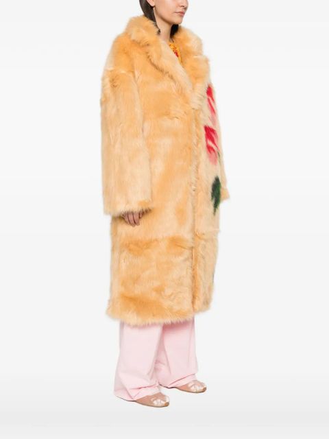 FARM Rio floral-motif faux-fur coat - Neutrals